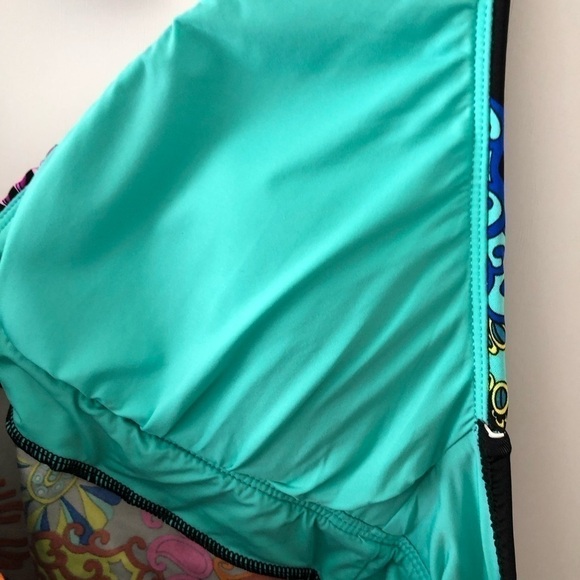 Trina Turk Floral Black Halter Tankini Swimsuit 12 - Picture 6 of 7